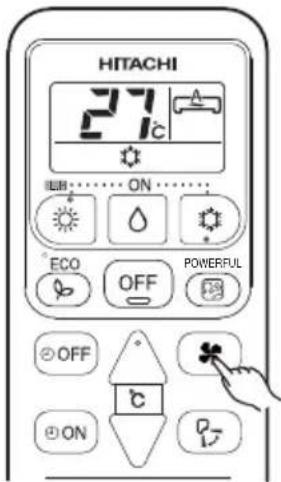 HITACHI 27°C SUB......ON...... ECO OFF POWERFUL OFF ON