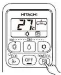 HITACHI 27°C ON IM ON ECO OFF POWERFUL FR