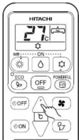 HITACHI 27°C ON ECO OFF POWERFUL OFF ON
