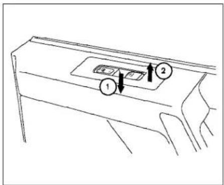 Diagram showing a device panel with labeled components and directional arrows indicating movement or flow.
