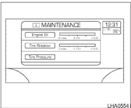 8 MAINTENANCE Engine Oil 0 miles 2.50° /500 Tire Rotation 3 miles 2.50° /500 Tire Pressure 12:31 92° LHA0554