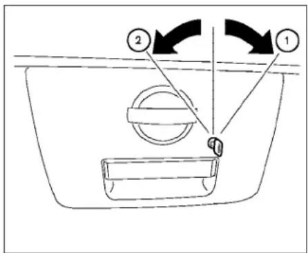 Diagram showing a car interior with labeled parts and directional arrows indicating movement or flow.