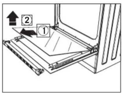 Technical diagram showing a mechanical assembly with labeled components and directional arrows indicating motion or assembly.