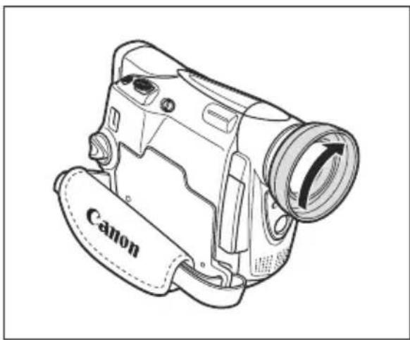 CANON ZR400 - Screw the wide attachment fully into the lens filter thread. - 1