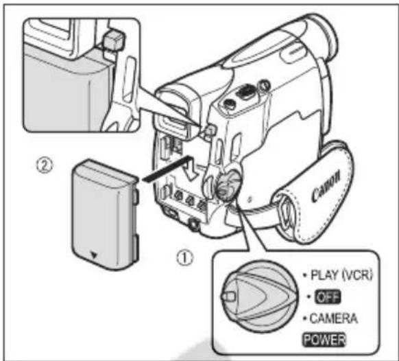 CANON ZR400 - Attaching the Battery Pack - 1