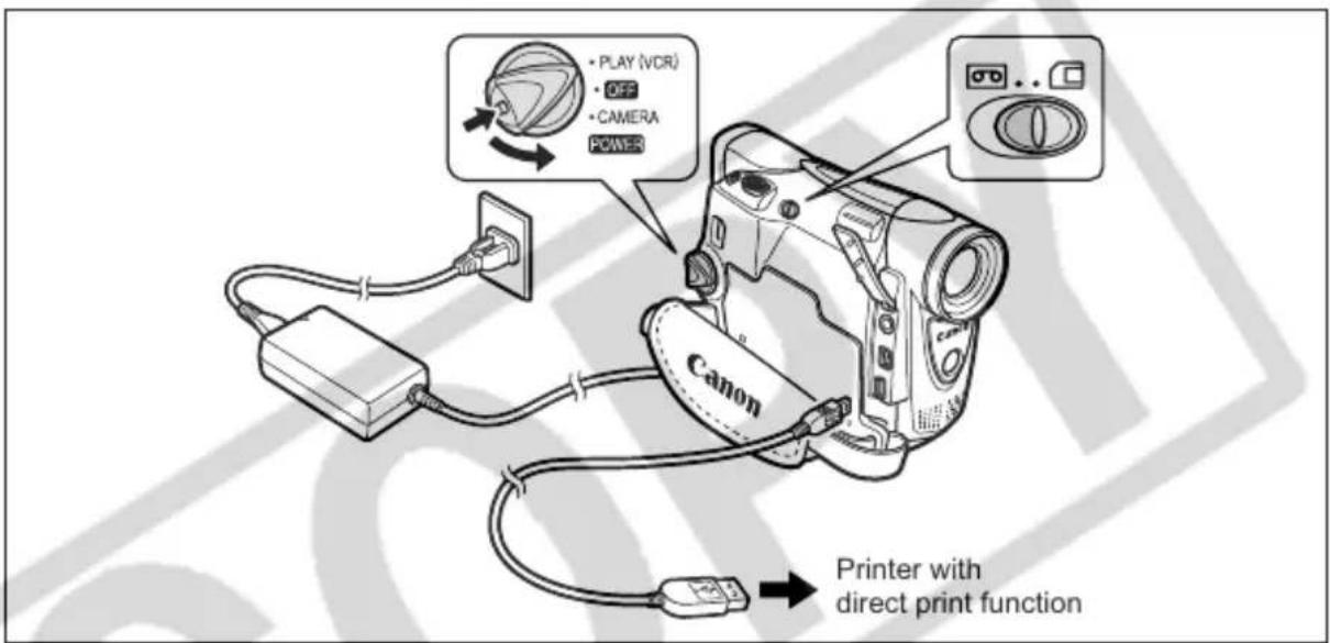 CANON ZR400 - Connecting the Printer to the Camcorder - 1
