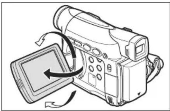 CANON ZR400 - Open the LCD panel 90 degrees. - 1