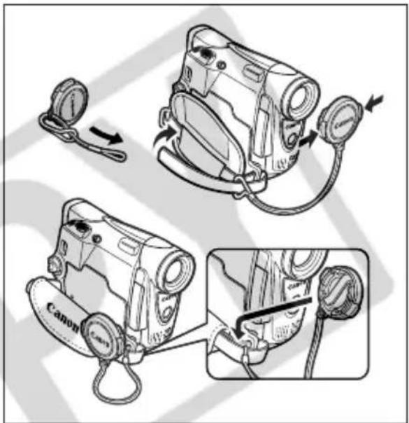 CANON ZR400 - Attaching the Lens Cap - 1