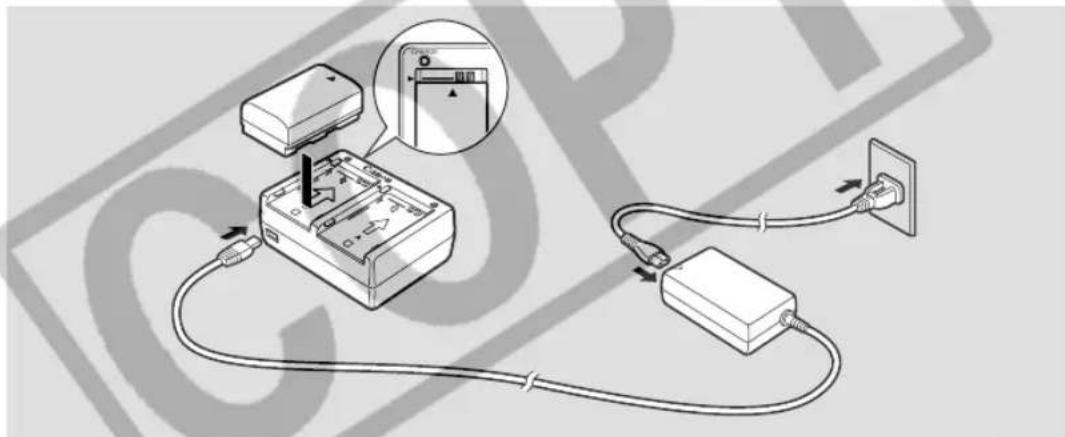 CANON ZR45MC - Charge the BP-500 Series battery packs from a household AC outlet. - 1