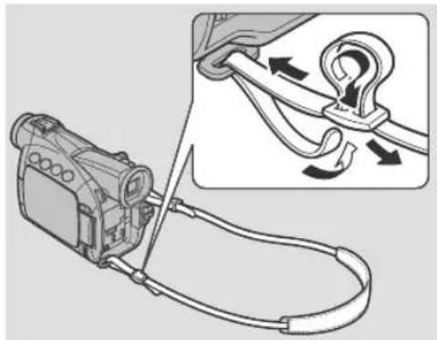 CANON ZR45MC - Attach the shoulder strap - 1