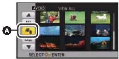 PANASONIC HC-V210M - Select the play mode select icon Ⓐ using ▲/▼/◀ and press the ENTER button. - 2