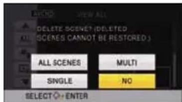 PANASONIC HC-V210M - Select [ALL SCENES], [MULTI] or [SINGLE] using the cursor button, then press the ENTER button. - 2