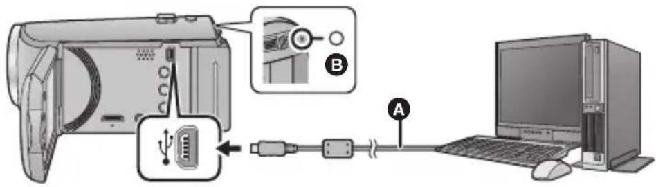 PANASONIC HC-V210M - ■ Connecting to a PC and charging. - 1