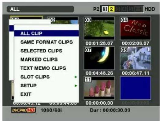 PANASONIC AJ-HPX2000P - Switching the Thumbnail Display - 2