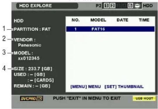 PANASONIC AJ-HPX2000P - Viewing hard disc drive information - 3