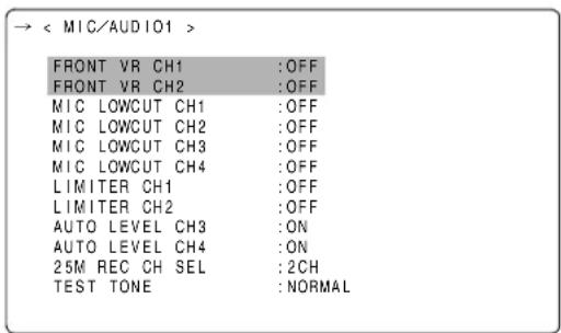 PANASONIC AJ-HPX2000P - Selecting Function for the FRONT AUDIO LEVEL Control - 1