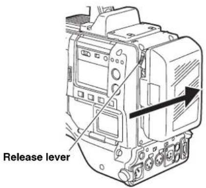 PANASONIC AJ-HPX2000P - Mounting the Battery and Setting the Battery Type - 1