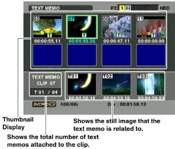 PANASONIC AJ-HPX2000P - Playing back a clip at the position where a text memo is recorded - 1