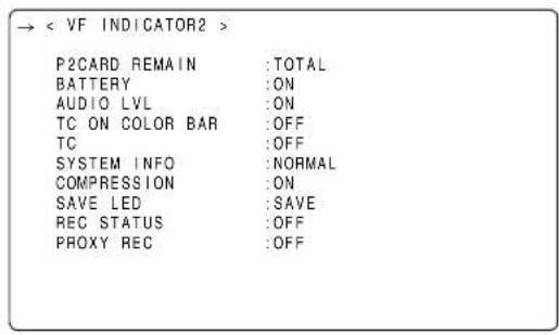 PANASONIC AJ-HPX2000P - Selecting Viewfinder Display Information - 2