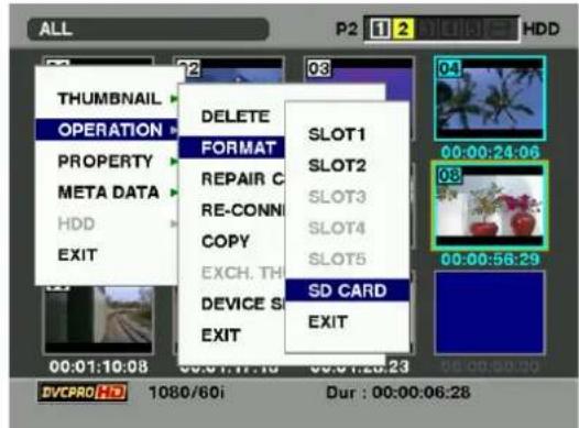 PANASONIC AJ-HPX2000P - Formatting SD memory cards - 1