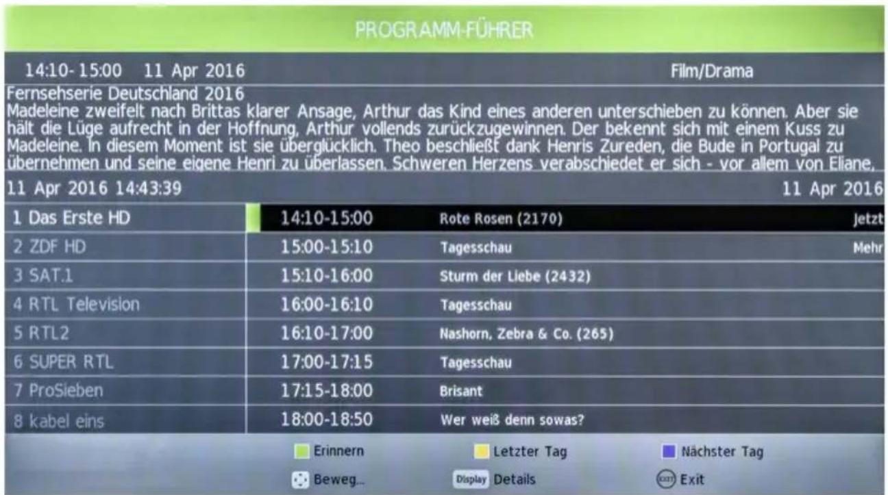 MEGASAT Royal Line 19 Deluxe - EPG Menü (Programmführer) - 1