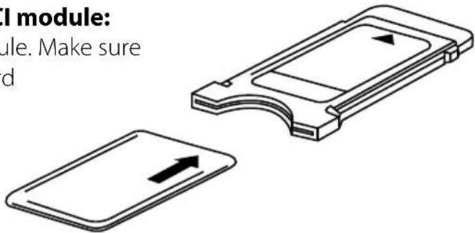 MEGASAT Royal Line 19 Deluxe - Inserting the smart card into the CI module: - 1