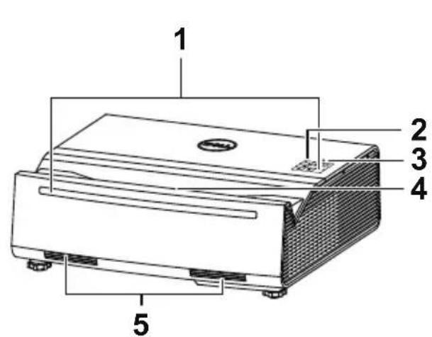 DELL S718QL Advanced - Projector Top and Bottom View - 1