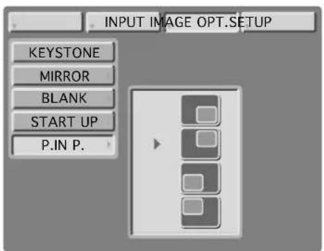 INPUT IMAGE OPT.SETUP KEYSTONE MIRROR BLANK START UP P.IN P.