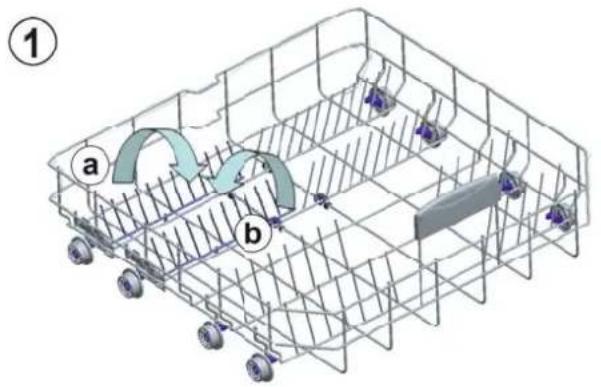 Diagram of a vehicle storage or parking system with labeled components (a, b) and directional arrows indicating flow or movement.