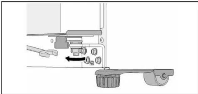 Mechanical assembly diagram showing a lever mechanism with adjustment arrows (no text or labels)