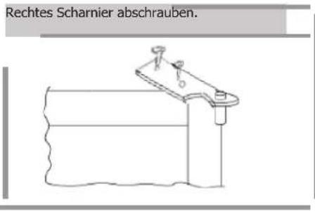 Rechtes Scharnier abschrauben.
