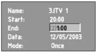 Name: 3.ITV 1 Start: 20:00 End: 21:00 Data: 12/05/2003 Mode: Once