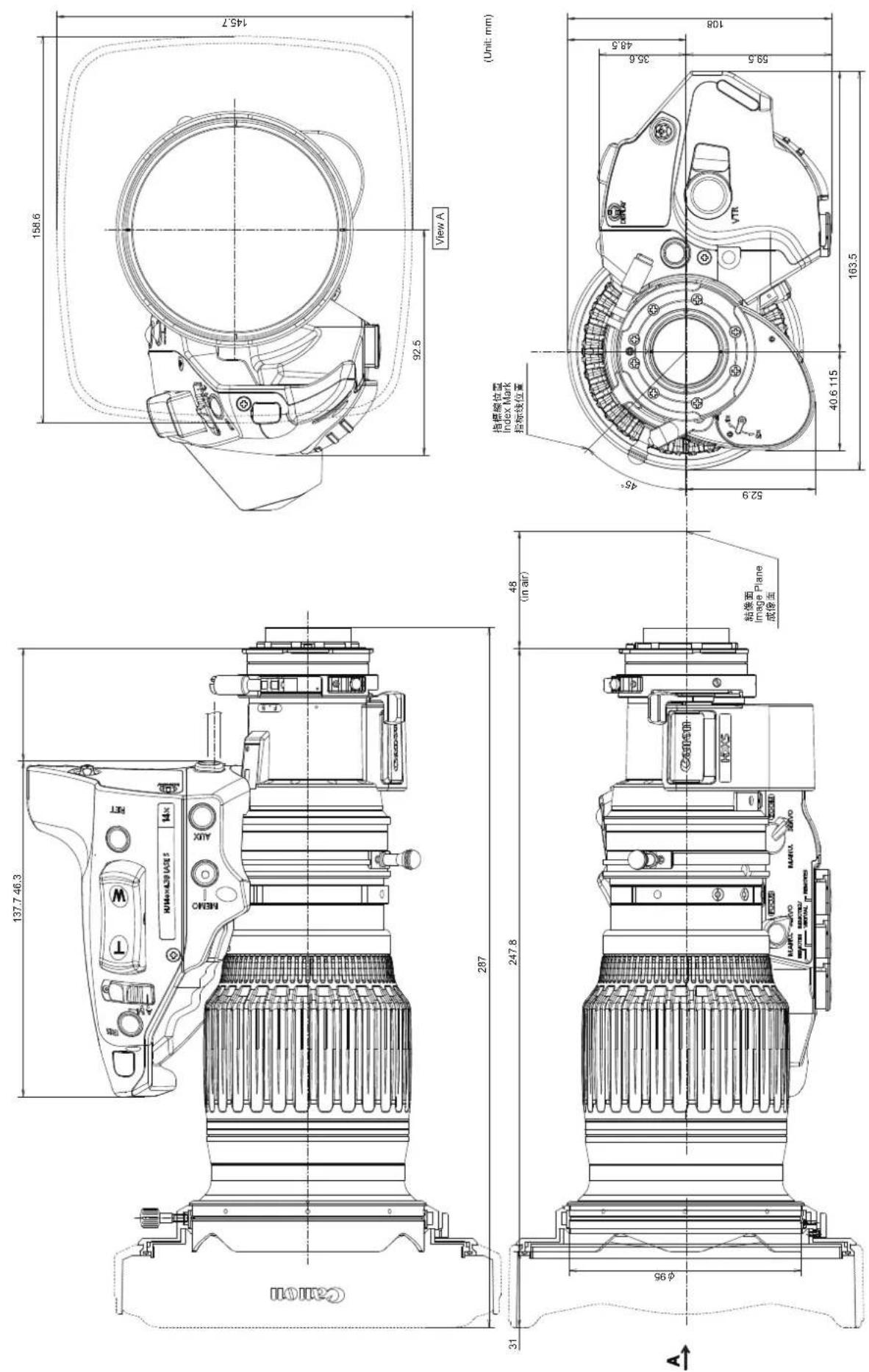 CANON HJ18ex2.8B IASE A - 外観図 EXTERNAL VIEW 外观图 - 1