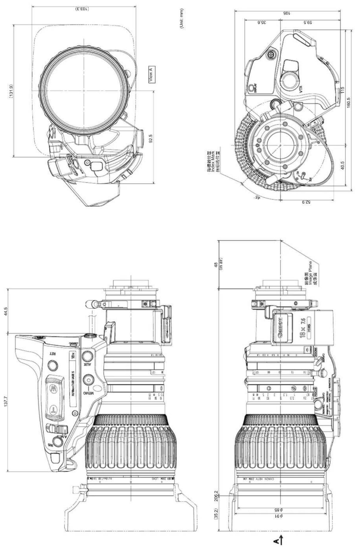 CANON HJ18ex2.8B IASE A - 外観図 EXTERNAL VIEW 外观图 - 3