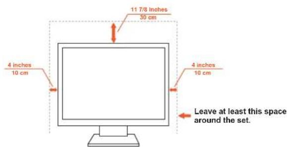 11 7/8 Inches 30 cm 4 inches 10 cm 4 inches 10 cm Leave at least this space around the set.