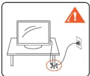 Diagram showing a computer monitor connected to a power plug with warning symbol and Chinese text labels