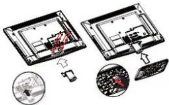 Diagram illustrating a device assembly process with labeled components and a magnified view of the main component.