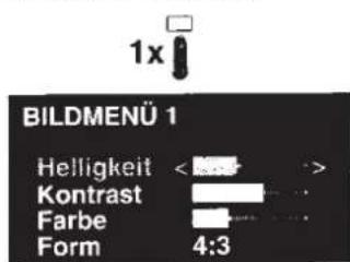 1x BILDMENÜ 1 Helligkeit <> Kontrast > Farbe Form 4:3