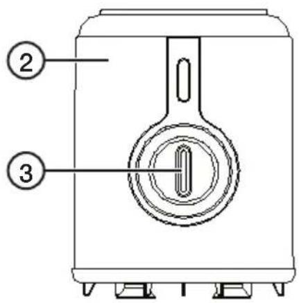 Technical diagram of a kitchen appliance with labeled parts 2 and 3