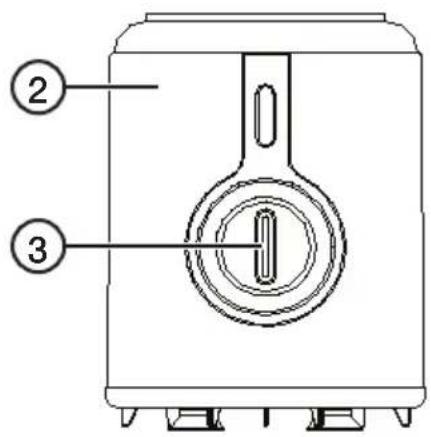 Technical diagram of a kitchen appliance with labeled parts 2 and 3