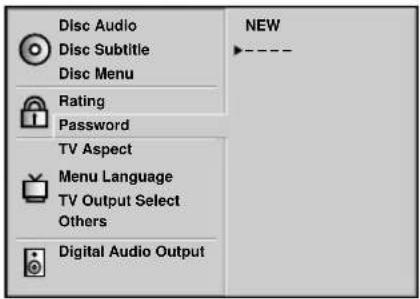 AIWA XD-DV370 - At the SETUP menu, press ▲/▼ to select "Password" and press ▶. - 1