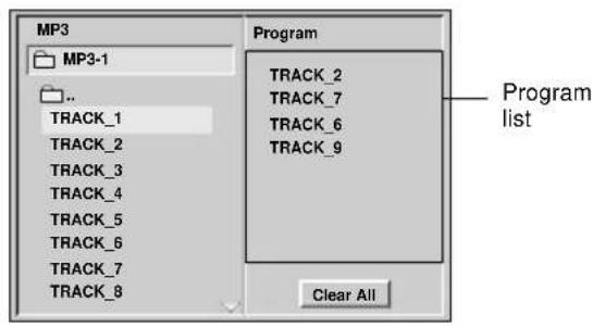 AIWA XD-DV370 - Press PROGRAM to list the selected track on MP3 Program list. - 1