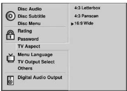 AIWA XD-DV370 - At the SETUP menu, press ▲/▼ to select "TV Aspect" and press ▶. - 1