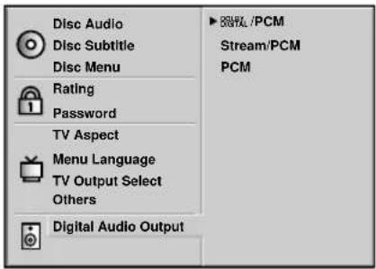 AIWA XD-DV370 - At the SETUP menu, press ▲/▼ to select “Digital Audio Output” and press ▶. - 1