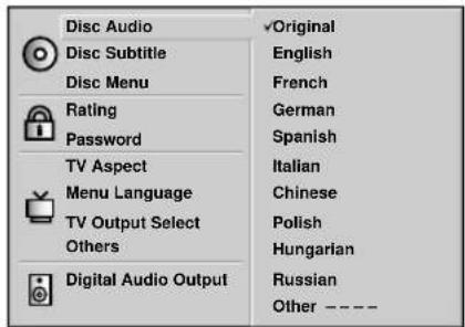AIWA XD-DV370 - At the SETUP menu, press ▲/▼ to select "Disc Audio" and press ▶. - 1