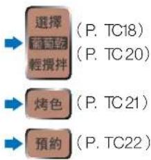 選擇 ( P. TC18 ) ( P. TC20 ) 烤色 ( P. TC21 ) 預約 ( P. TC22 )