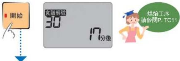 開始 食謹編號 30 17分後 烘焙工序 請參閱P. TC11