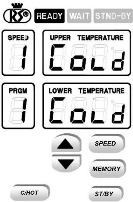 RS® READY WAIT STND-BY SPEED UPPER TEMPERATURE PRGM LOWER TEMPERATURE SPEED MEMORY C/HOT ST/BY