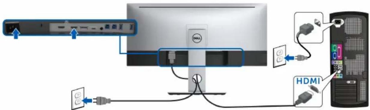 DELL UltraSharp U3419w - Connecting the HDMI cable - 1
