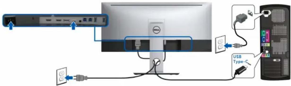 DELL UltraSharp U3419w - Connecting the USB Type-C cable - 1